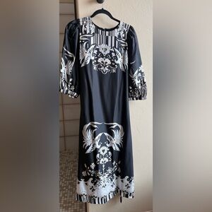 NEWJohnny Was Black and White Long Sleeve Dress